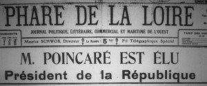 Monsieur Raymond Poincaré, président du Conseil (chef du gouvernement) est élu  Président de la République