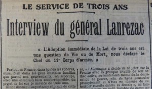 6 avril 1913 Loi de 3 ans Interview Lanrezac