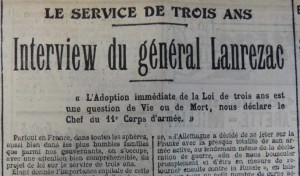 6 avril 1913 Loi de 3 ans Interview Lanrezac