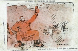 « Le colis du Nantais au front », carte postale de Baudrier vendue le 14 juillet 1915